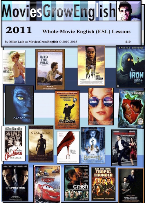 Cover for Whole-Movie ESL lesson book, 2011 Yearbook at Movies Grow English.